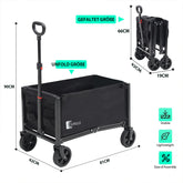 Sunula handcart, foldable, 3-in-1 design, 160 L capacity, 100 kg load capacity, ultra-lightweight, with 2 cup holders, all-terrain wheels, for beach, shopping, garden